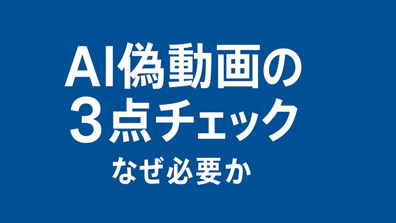 AI偽動画の3点チェック｜SNS時代の情報リテラシー向上に必須の確認項目