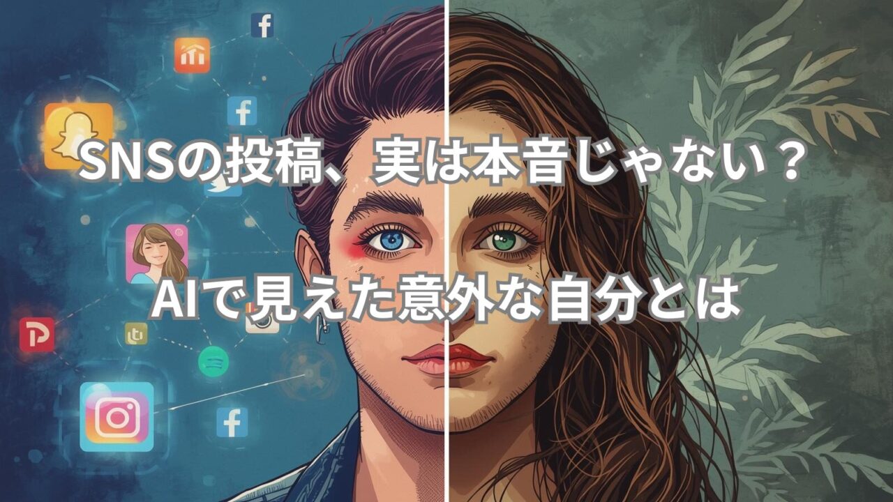 AIによるSNS自己分析で本音を発見する様子を表したイメージ画像