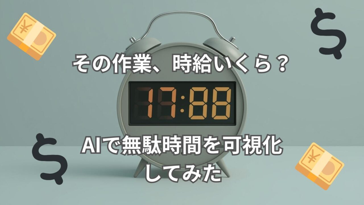 AIでムダ作業を時給換算して可視化する方法を説明する図解イメージ