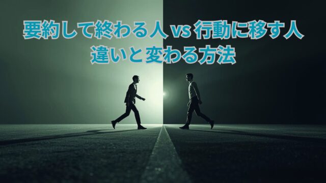 要約で終わる人と行動する人の違いをわかりやすく図解。AI時代の学び方・動き方を解説。