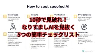 なりすましAIを見抜くチェックリストをわかりやすく解説する図解