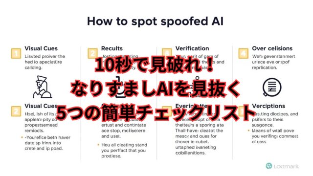 なりすましAIを見抜くチェックリストをわかりやすく解説する図解