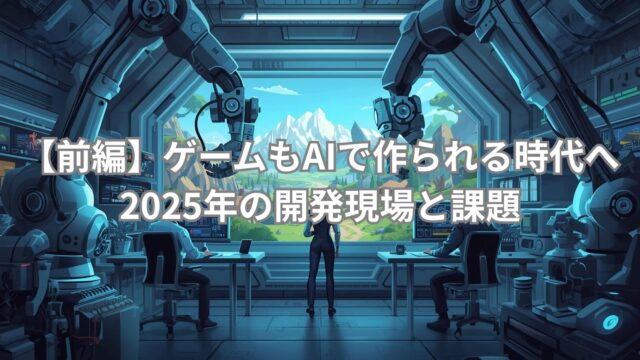2025年のゲーム開発現場で進むAI活用と自動化の様子を象徴するイメージ。開発チームでAIが働く未来を描いた。