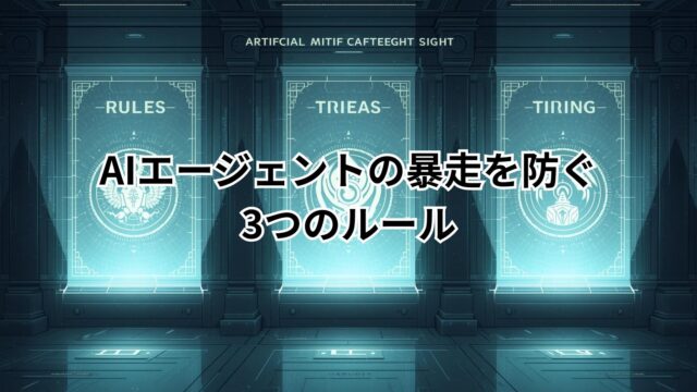 AIエージェント暴走防ぐために、人間が決めておく3つのルールを図解したイメージ