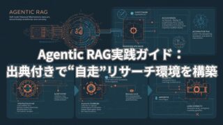 出典付きで自走するAIリサーチ環境「AgenticRAG」の仕組みと導入ステップをわかりやすく解説する図