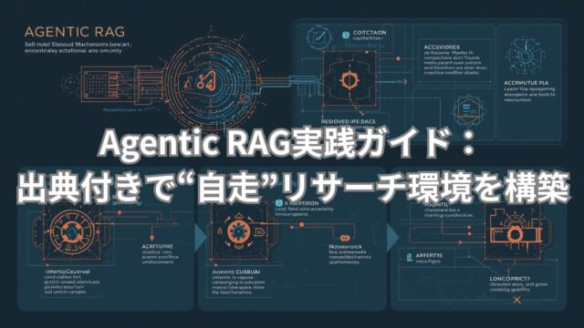 出典付きで自走するAIリサーチ環境「AgenticRAG」の仕組みと導入ステップをわかりやすく解説する図