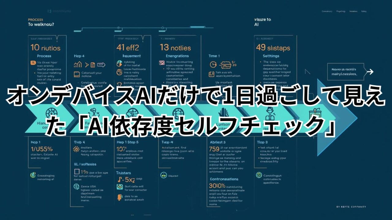 オンデバイスAI依存度を1日生活でセルフチェックする様子を表した図