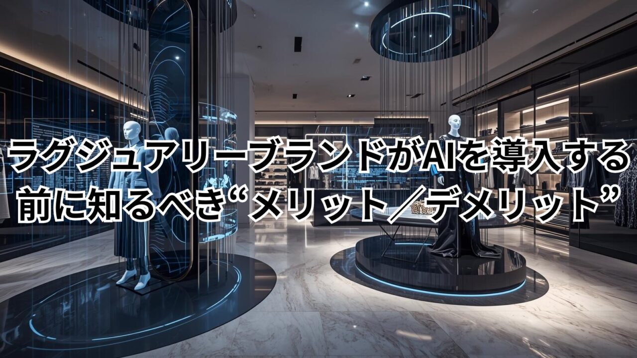 ラグジュアリーファッションにAI導入のイメージ。ブランドとテクノロジーが共存し、顧客体験をアップデートしている様子。