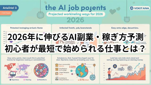 2026年 AI副業のトレンドと初心者が始めやすい稼ぎ方を説明する図解イメージ