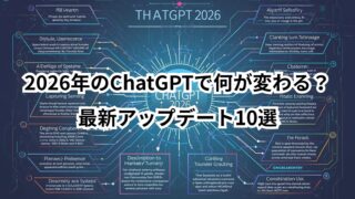 ChatGPT 2026 アップデートの予測10選をまとめた図解。AIの高速化や記憶進化など主要ポイントが分かる画像です。