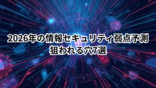 セキュリティ弱点2026を解説する、AI時代の情報セキュリティリスクのイメージ図