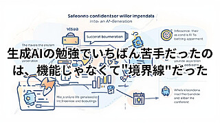 生成AIへの入力で迷う初心者が、境界線を理解して安心して使えるようになるイメージ